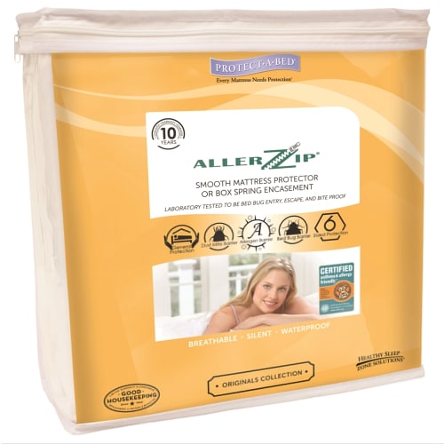 PAB AllerZip Smooth Mattress Encasement, Fits 6" Deep Mattress, 54x72x6, White